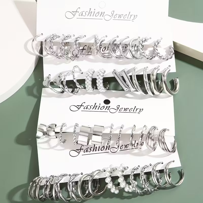 48 Piece Hoop Earring Set