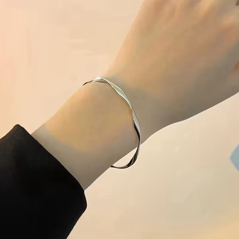 Open Cuff Wave Bangle Bracelet