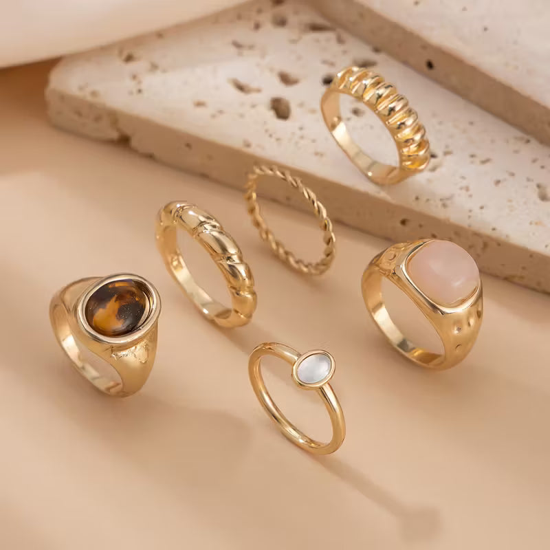 6 Piece Stone RIngs