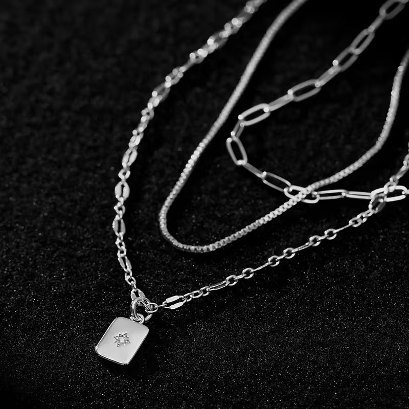 3-Chain Paperclip Necklace Set